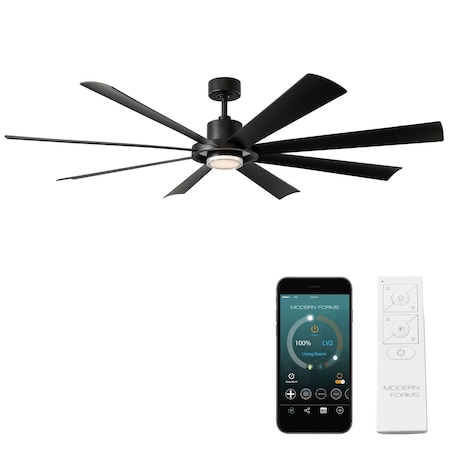 Modern Forms Fans Aura Indoor or Outdoor Smart Ceiling Fan 2700-3000-4000-5000K LED in Matte Black FR-W2303-72L-MB